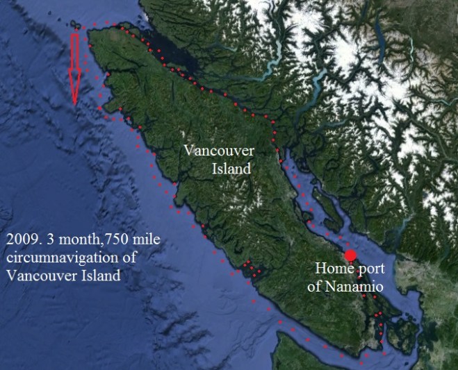 2009 circumnavigation of Vancouver Island.