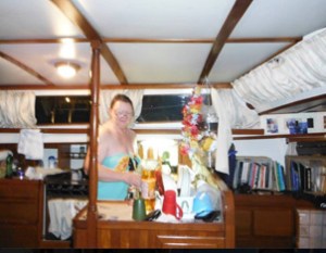 Jan cleaning up in the gally